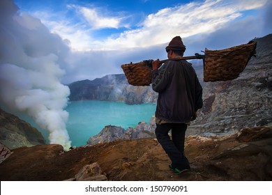 Sulfur Mining In Kawah Ijen  Indonesia