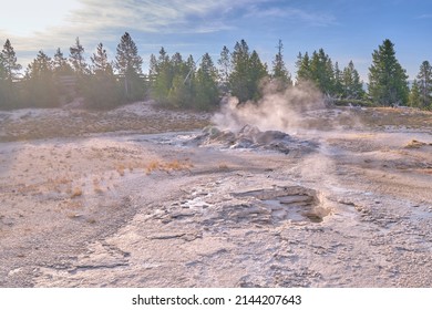 Sulfur Rock Abstract Shapes. Selective Focus On The Ground