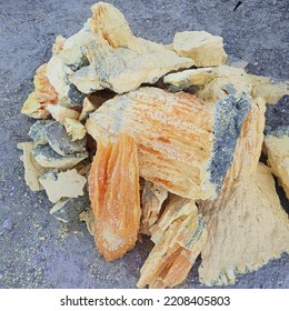 Sulfur Rocks In Ijen Crater