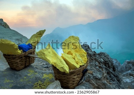 Sulfur is a tasteless non-metallic element, in its original form a yellow crystalline solid. Sulfur is produced from the crater of Mount Ijen, Indonesia.