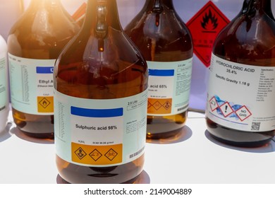 Sulfuric Acid In Bottle, Chemical In The Laboratory And Industry