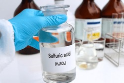 Sulfuric Acid In Containers, Hazardous Chemicals And Raw Material, Chemical In Industry Or Laboratory