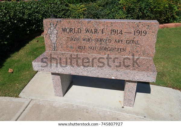 Sulphur Springs 2017 Concrete Bench Dedicated Stock Photo Edit