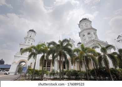 Sultan Abu Bakar State Mosque Building Against Cloudy Blue Sky in Johor Bahru - Shutterstock ID 176089523