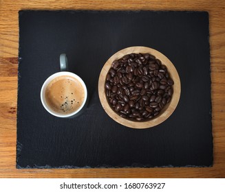 Sumatra Mandeling Coffee Beans And A Cup Of Fresh Coffee