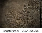 Sumerian art tablets, details of Sumerian history, rock carved reliefs 