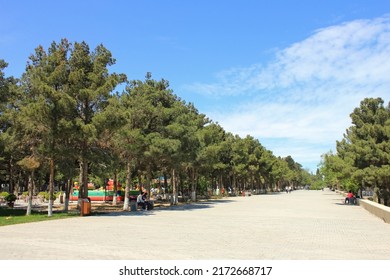 Sumgait. Azerbaijan. 09.05.2016. Beautiful Park Boulevard By The Sea.