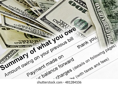 Summary of what is owed on a statement with US Currency