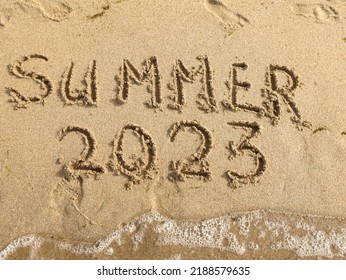 Summer 2023 lettering on the beach. - Shutterstock ID 2188579635