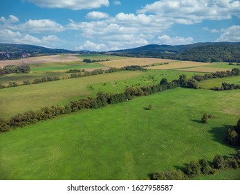 Summer agriculture field town landscape. Agriculture farmland landscape in Hungary