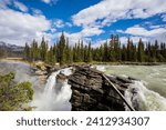 Summer in Athabasca Falls, Jasper National Park, in Canada.