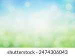 Summer Background with Green to Blue Gradient, Light Spots Suggest Sunlight Through Leaves, Calm Seasonal Atmosphere