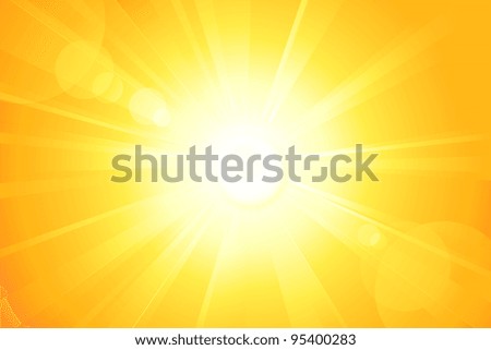 Summer background with a magnificent sun burst with lens flare. Hot with space for your message. Vector available in my port.