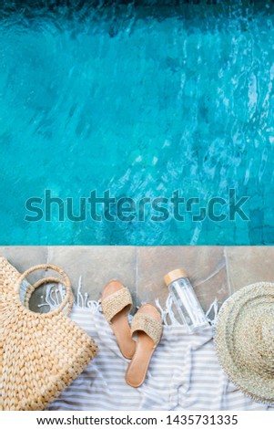 Similar – Image, Stock Photo Summer Fashion girl clothes set for the beach