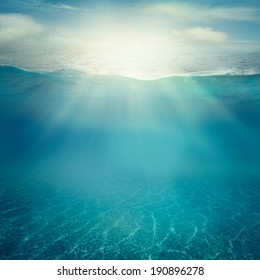 Summer background. Underwater sea view. Ocean water surface.  - Shutterstock ID 190896278