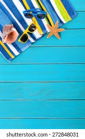 Summer Beach Border Background, Vertical, Copy Space