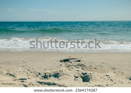 Summer beach on Coney Island. Pleasant, warm, salty water for your feet and body. A large expanse of beach that can accommodate a huge number of people. Those who wish can also ride a sail or jet ski.