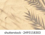 Summer Beach Sand with Palm Leaf Shadows: Perfect Top View for Relaxing Visuals
