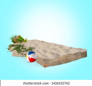 Summer Beach Sand Squared Isolated In Island Like Graphic For Calendar With Beach Plant And Rock Png