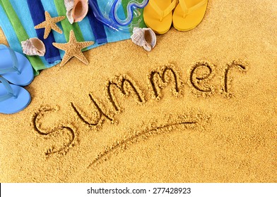 Summer beach writing vacation concept