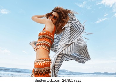 Summer Bliss: Smiling Woman Enjoying Carefree Vacation on the Beach - Powered by Shutterstock