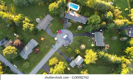 Summer Block Party From Above Aerial Photo