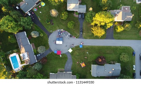 Summer Block Party From Above Aerial Photo