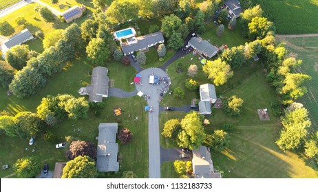 Summer Block Party From Above Aerial Photo