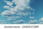 Summer Blue Sky. Layer Of Clouds In Blue Sky Moving. Blue Sky White Clouds. Puffy Fluffy White Clouds.