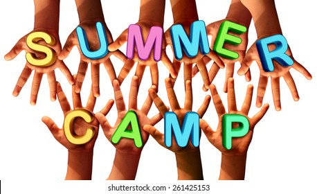 Summer Camp Kids As Diverse School Children With Open Hands Holding Letters As A Symbol Of Recreation And Fun Education With A Group Working As A Team For Learning Success.