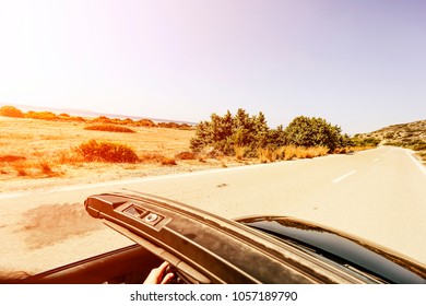 Summer car on road and free space for your text.  - Shutterstock ID 1057189790