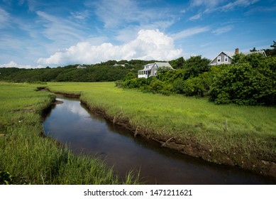 Summer Clouds Over Creek And Marsh On Martha's Vineyard