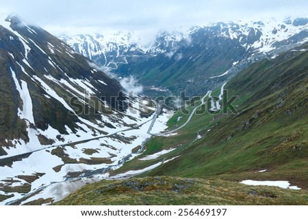 Similar – Image, Stock Photo Furka Pass, Swiss, road