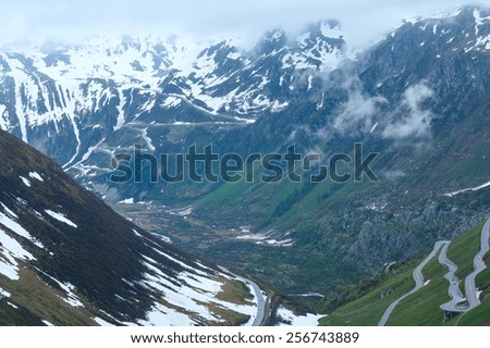 Similar – Image, Stock Photo Furka Pass, Swiss, road