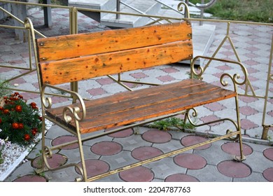 Summer Coffee Shop With Chairs And A Table. Beautiful Terrace With Beautiful Furniture. Background Texture. 