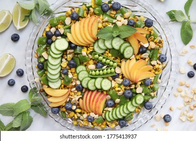 Summer Corn Salad With Baby Kale, Peaches, And Blueberries