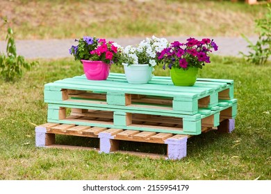 Summer Dacha Table Made With Your Own Hands. Decoration For The Country. Summer Season