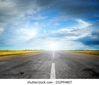 summer day and road as travel background