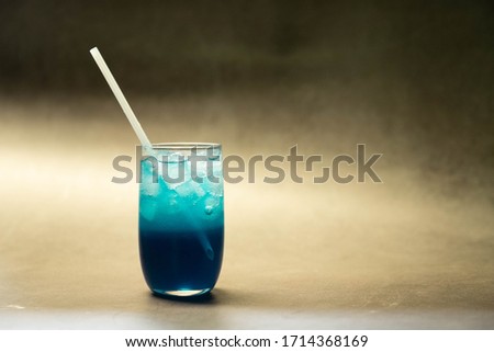 Summer drinks are called "Blue Hawaii  Juice'. It's fresh. There's a copy space.