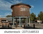 Summer evening at Santa Fe Railyard under bright blue sky, Santa Fe, New Mexico