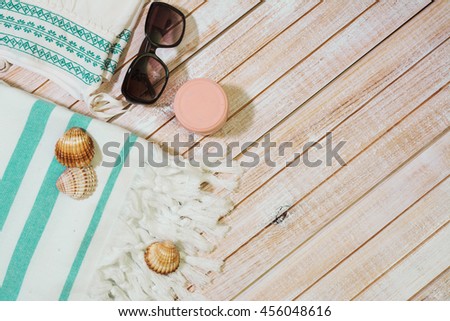 Image, Stock Photo Summer Fashion girl clothes set for the beach