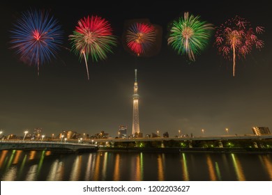 Summer firework festival in Tokyo,Japan ; 2018 July 16