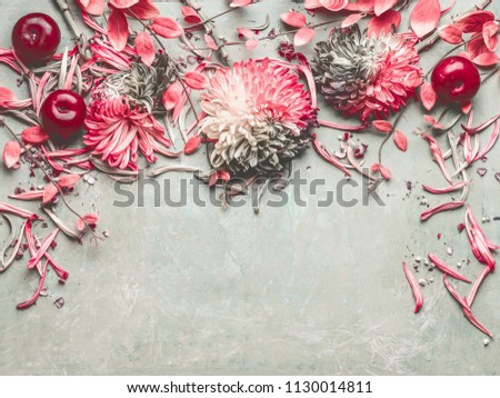 Similar – Image, Stock Photo Summer fruit and flowers