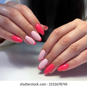 summer french manicure bright oval - Powered by Shutterstock