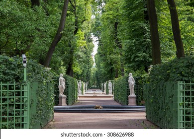 Summer Garden In St. Petersburg Russia.