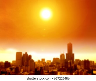 summer heat wave in the city  and blur background - Shutterstock ID 667228486