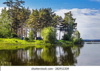 Summer Holiday On The River. Russia, Siberia, Novosibirsk Region, Berdsk, River Ob