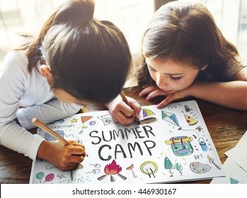 Summer Kids Camp Adventure Explore Concept