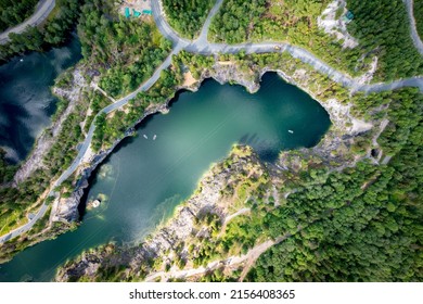 Summer landscape in Karelia. Top view of marble canyon in the mountain park of Ruskeala, Russia - Powered by Shutterstock