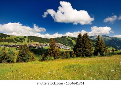 Summer landscape in Les Saisies, Savoie, France